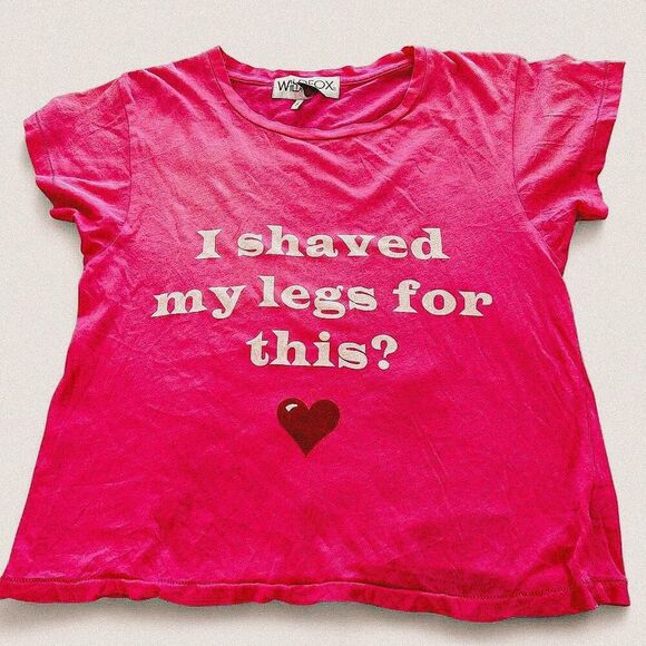 wildfox Pink cotton"I shaved my legs for this?" graphic baby heart tee Small - Picture 1 of 4